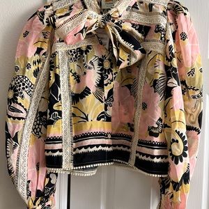 NWT Farm Rio Tie Neck long sleeve blouse